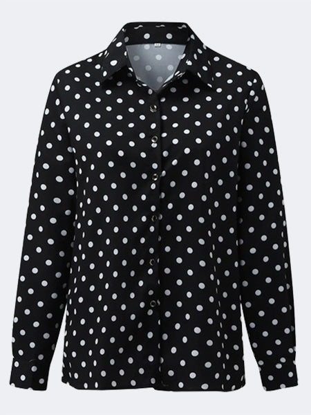 Chemise noire pois blanc