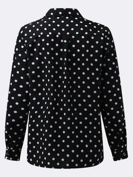 Chemise noire pois blanc