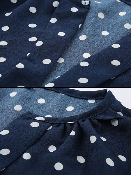 Chemisier Pois Bleu Marine