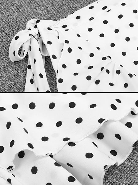 Jupe blanche à pois noir