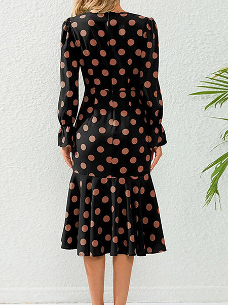 Robe mi-longue à pois
