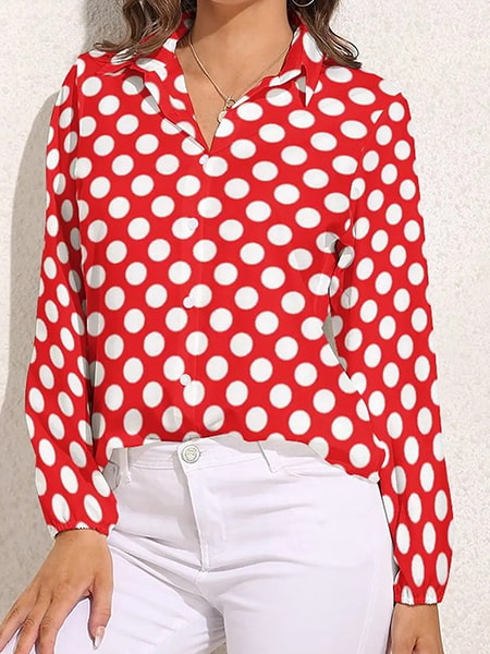 Chemise rouge à pois blanc