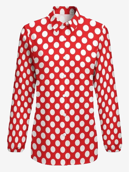 Chemise rouge à pois blanc