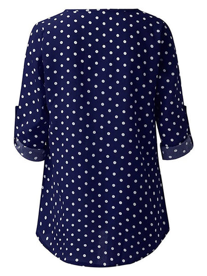 Chemisier à Pois Bleu Marine Miss Pois - Main Image