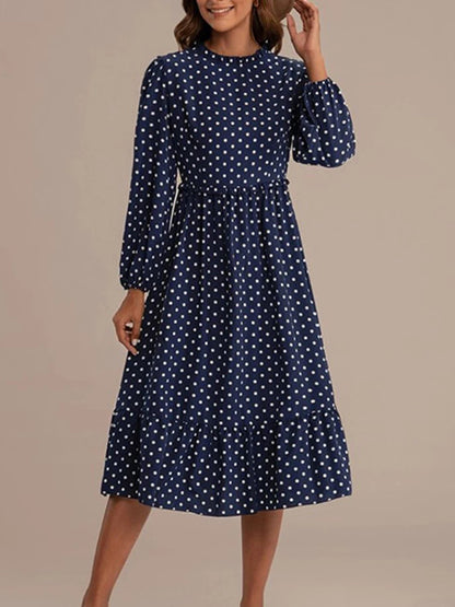 Robe à pois bleu marine