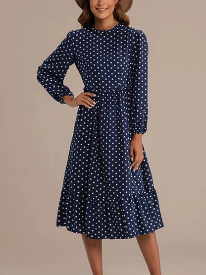 Robe à pois bleu marine