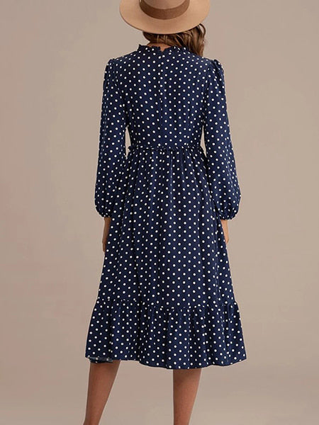 Robe à pois bleu marine