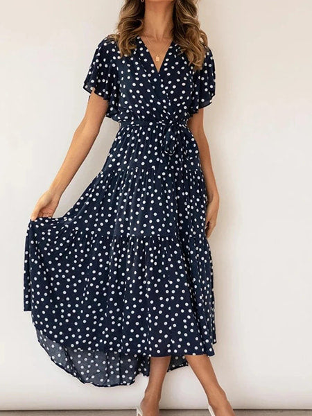 Robe bleu à pois