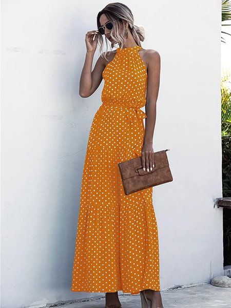 Robe jaune à pois