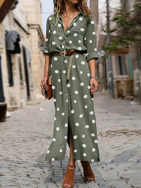 Robe kaki à pois