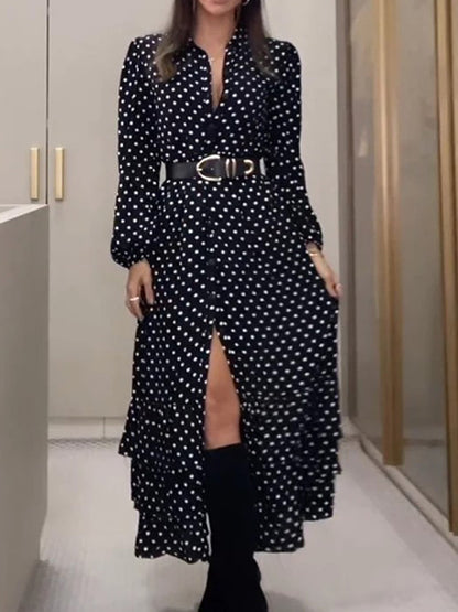 Robe longue à pois femme