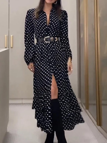 Robe longue à pois femme