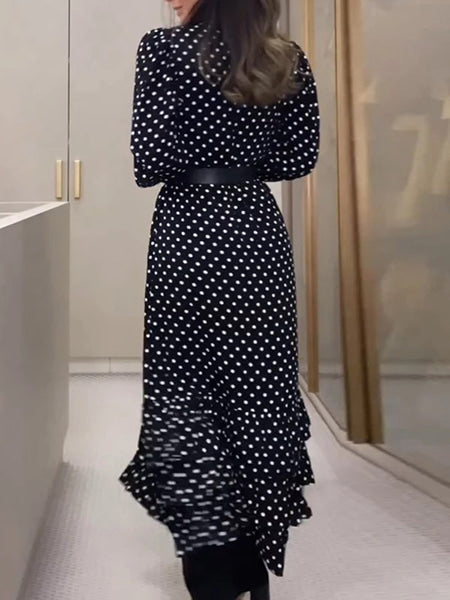 Robe longue à pois femme